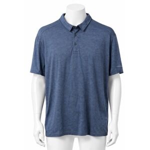 GH Bass Polo Shirt Mens 2XL Blue Space Dye Performance Stretch Short Sleeve Golf